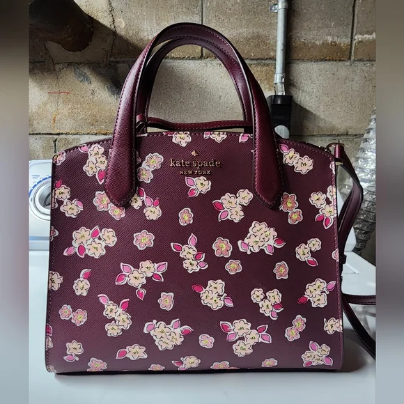 kate spade Bags Kate Spade Purse Maroon With Flowers Poshmark